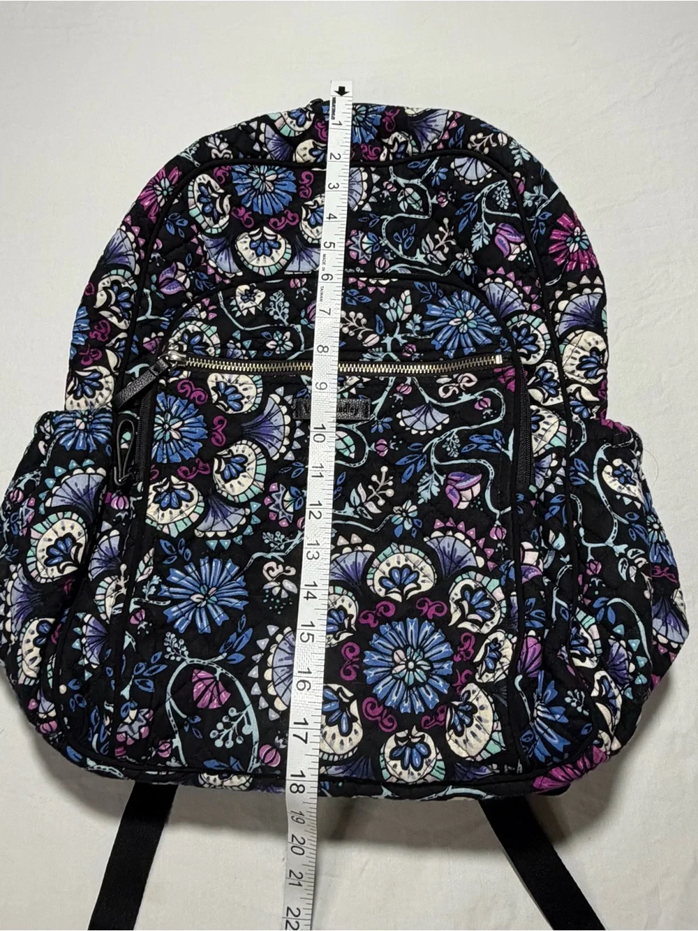 Vera Bradley Iconic Campus Backpack in the black floral Bramble pattern